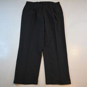 Mens Italy Made 36x30 Gray 100% Wool Pleated Cuffed High Waist Dress Mens Pants